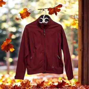 Sierra Designs Ladies Size L Burgundy Soft Shell Fleece-Lined Full-Zip Jacket